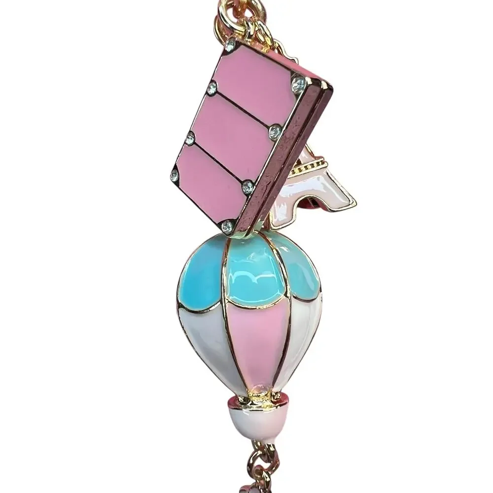 Piper K Viral Paris Travel Bag Charm & Keychain NWT Gold Pink Bling - Picture 5 of 6